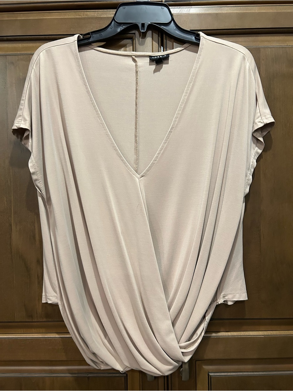 torrid Neutral Blush Draped V-Neck Twist Front Top